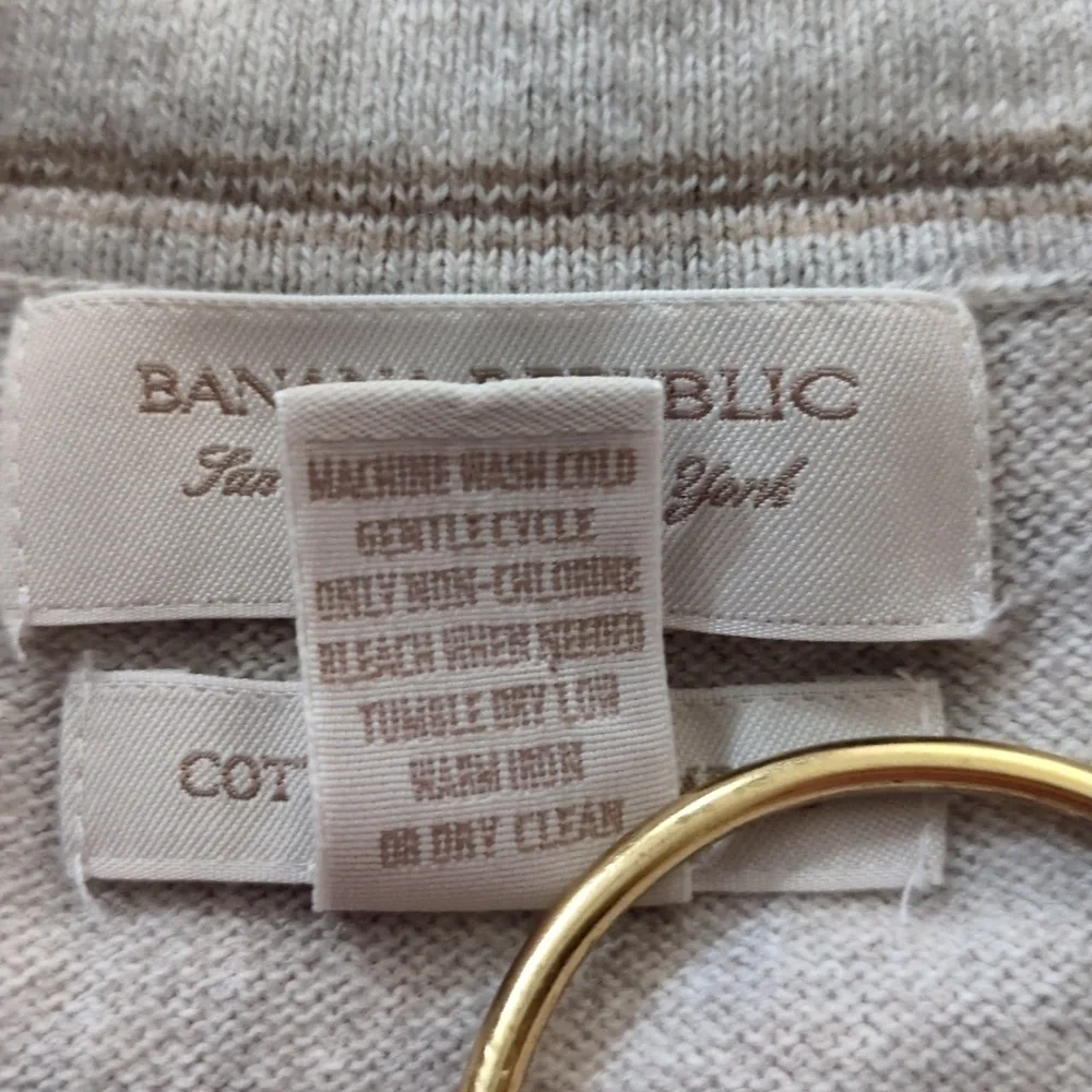 Banana Republic sweater cotton cashmere argyle Preppy Neutral V neck M